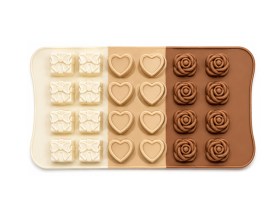 Molde silicona bombones paquete rosas y corazones